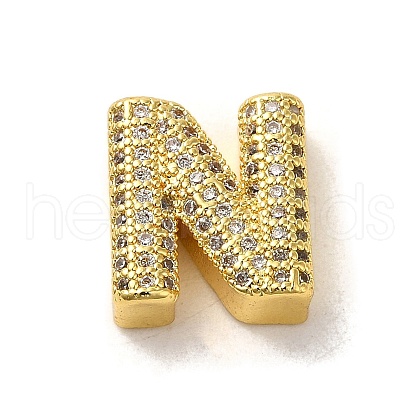 Brass Micro Pave Clear Cubic Zirconia Charms ZIRC-C009-01G-N-1