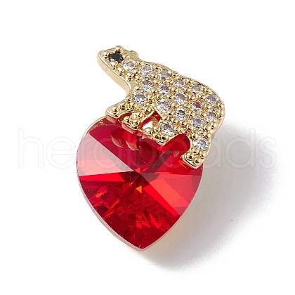Real 18K Gold Plated Rack Plating Brass Micro Pave Clear Cubic Zirconia Pendants KK-C015-06G-17-1
