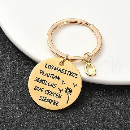 201 Stainless Steel & Brass Letter Keychain KEYC-YW00095-17-1