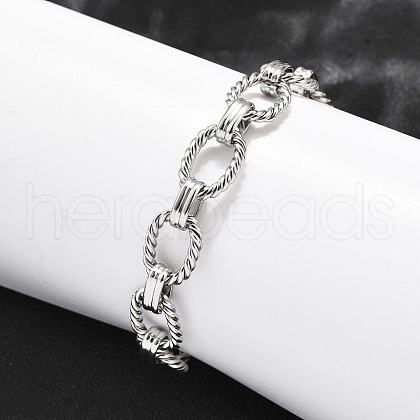 304 Stainless Steel Oval Link Chain Bracelets for Women BJEW-R021-09P-1