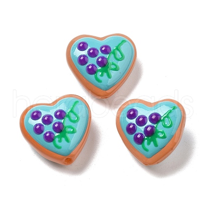 Handmade Lampwork Enamel Beads Heart with Blueberry LAMP-V001-06F-1