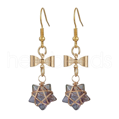Glass Star Dangle Earrings EJEW-JE05548-01-1