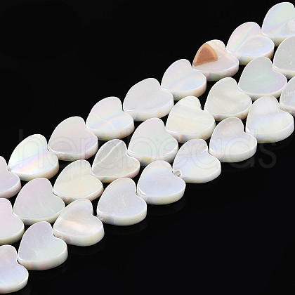 Electroplated Natural Freshwater Shell Beads Strands SSHEL-T017-30-1