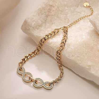 304 Stainless Steel Micro Pave Cubic Zirconia Bracelet BJEW-C070-02G-1