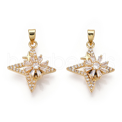 Rotatable Brass Micro Clear Pave Cubic Zirconia Pendants KK-E068-VC294-1