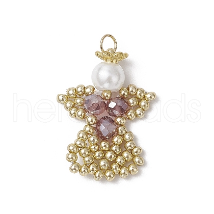 Glass Seed Beaded Angel Pendants PALLOY-MZ00652-03-1