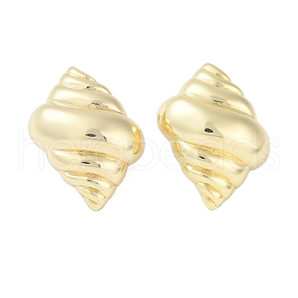 Sea Snail Brass Stud Earrings for Women EJEW-S232-01G-1