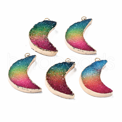Natural Druzy Agate Pendants G-Q998-037H-1
