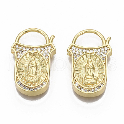 Brass Micro Pave Clear Cubic Zirconia Pendants ZIRC-R110-007-NF-1