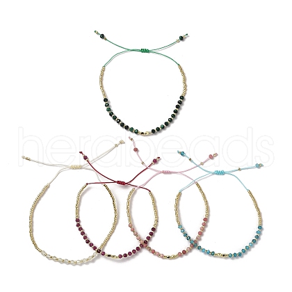 Gemstone Braided Bead Bracelets BJEW-C061-09-1