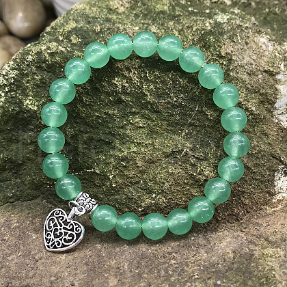 Natural Green Aventurine Round Beaded Stretch Bracelets DM7312-4-1