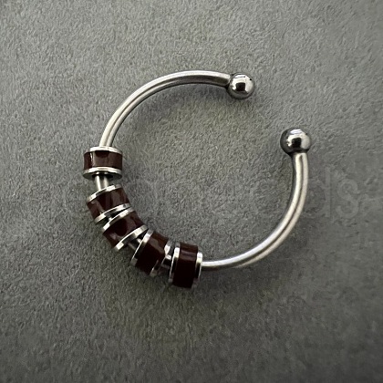 304 Stainless Steel Enamel Disc Beaded Adjustable Open Rings FS-WGAD8B0-09-1