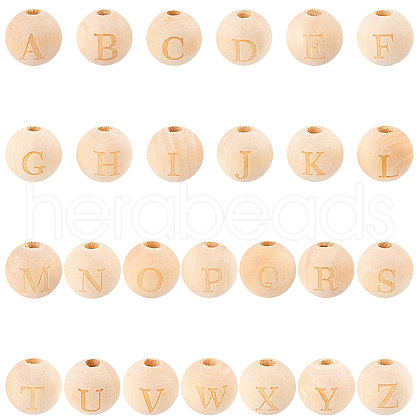 SUNNYCLUE 52 Pcs 26 Styles Unfinished Natural Wood European Beads WOOD-SC0001-32-1