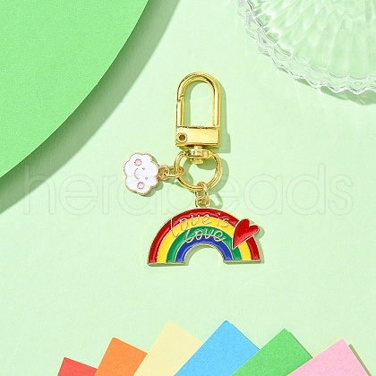 Rainbow Color Alloy Enamel Pendant Decorations HJEW-YW00001-02-1