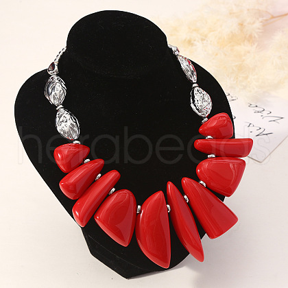Resin Irregular Beaded Bib Necklaces FS-WG5D234-03-1