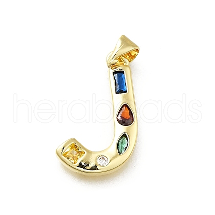 Brass Micro Pave Clear Cubic Zirconia Pendants KK-G521-01G-J-01-1