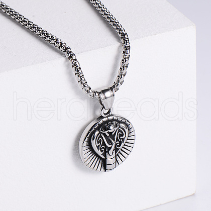 Vintage Stainless Steel Zodiac Snake Pendant Punk Jewelry Necklaces for Men MO5846-2-1