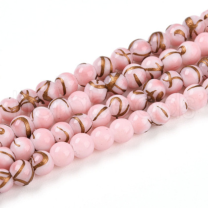 Baking Painted Glass Beads Strands DGLA-N010-4mm-01-1