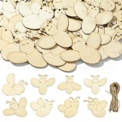8Pcs 8 Styles Bees Shape Wood Pendant Decorations DIY-CJC0015-01-1