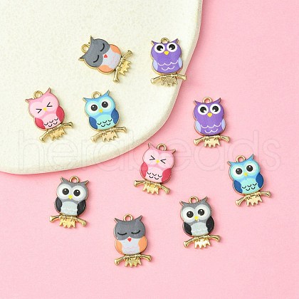 10Pcs 5 Colors Printed Alloy Pendants FIND-YW0004-46A-1