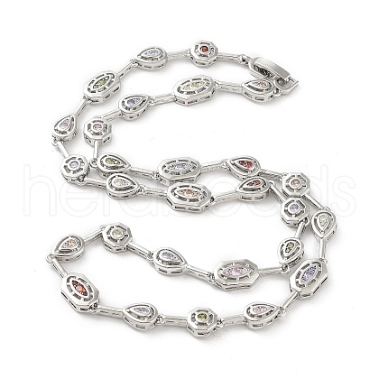 Brass Micro Pave Cubic Zirconia Chain Necklaces  NJEW-L170-11P-02-1