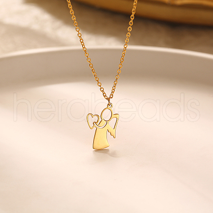 Stainless Steel Mother Child Silhouette Mama Pendant Necklaces for Women WI4645-1-1