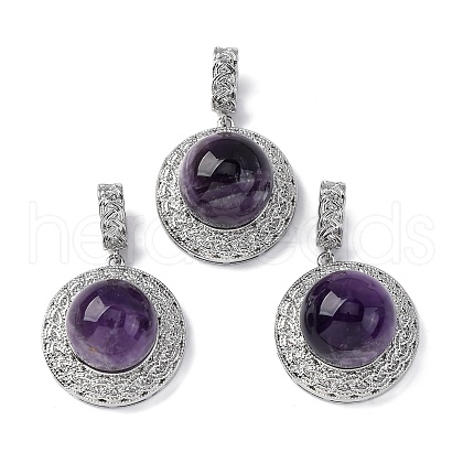 Natural Amethyst Pendants G-K339-04P-10-1