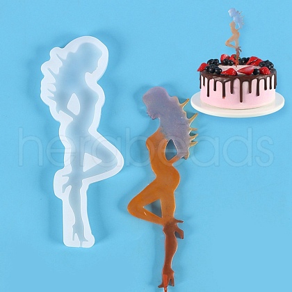 Modern Lady Shape Food Grade Silhouette Silicone Lollipop Molds DIY-D069-08-1