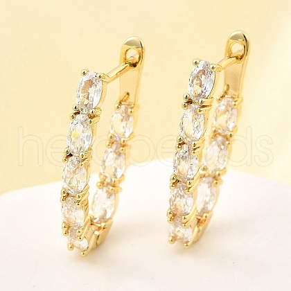 Brass Micro Pave Clear Cubic Zirconia Hoop Earrings EJEW-Z121-11G-1