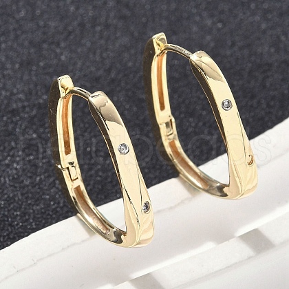 Rectangle Brass Hoop Earrings EJEW-D320-24G-1