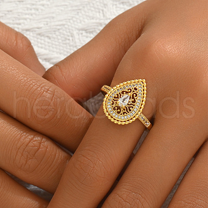 Brass Pave Cubic Zirconia Finger Rings for Women BN9487-3-1