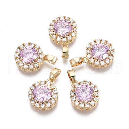 Brass Micro Pave Cubic Zirconia Charms KK-R134-093B-NF-1