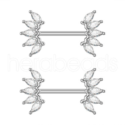 304 Stainless Steel Pave Cubic Zirconia Nipple Rings WGDEAF5-10-1