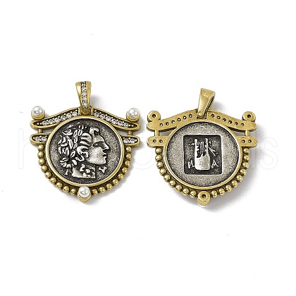 Rack Plating Brass Micro Pave Clear Cubic Zirconia Pendants KK-I696-08-1