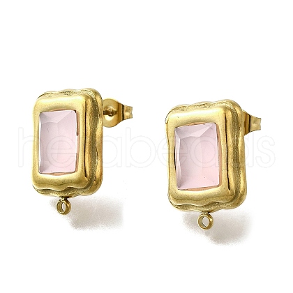 304 Stainless Steel Cubic Zirconia Stud Earring Findings STAS-B087-07C-G-1