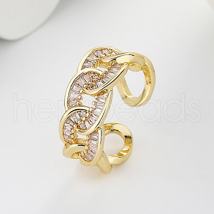Brass Micro Pave Cubic Zirconia Adjustable Cuff Rings FS-WG8FE28-02-1