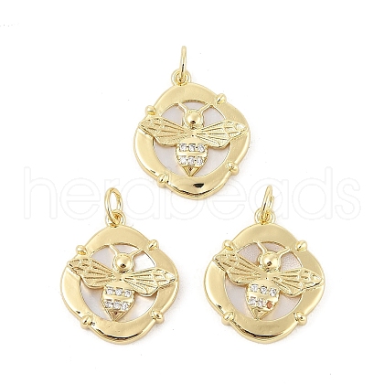 Brass Micro Pave Clear Cubic Zirconia Rhombus Pendants KK-P300-23G-1