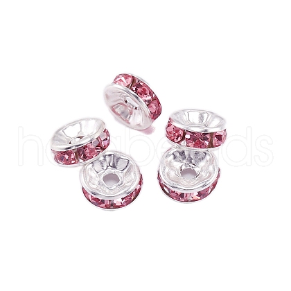 Rondelle Brass Rhinestone Spacer Beads FS-WG29681-59-1