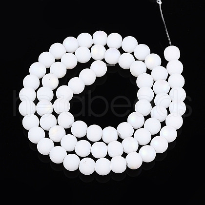 Frosted Opaque Glass Beads Strands GLAA-T032-P6mm-MBB02-1
