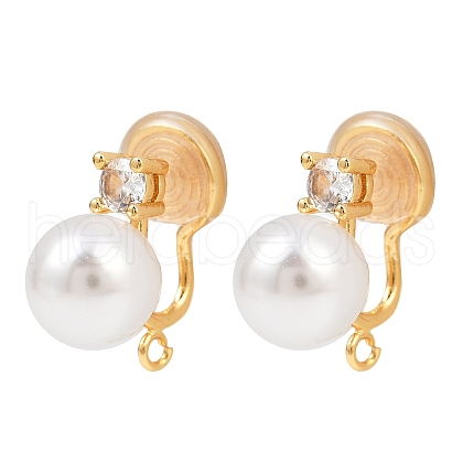 Round Brass Brass Micro Pave Clear Cubic Zirconia Ear Cuff Findings KK-F902-03G-1