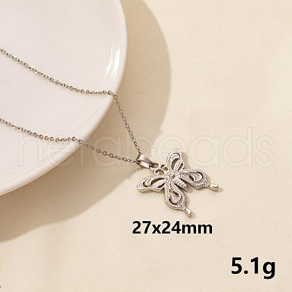 304 Stainless Steel Butterfly Pendant Necklaces CV0613-5-1