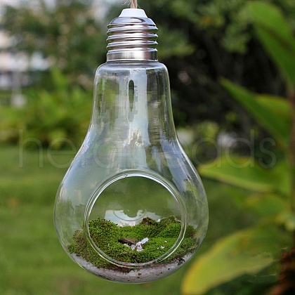 Bulb Shape Hanging Glass Planter PW-WG30992-01-1