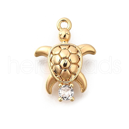 Brass Pave Clear Cubic Zirconia Charms KK-C096-14A-G-1