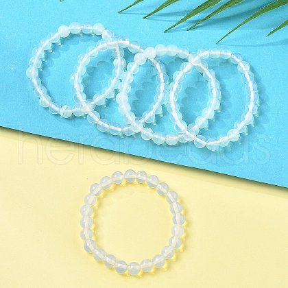 Synthetic Opalite Beaded Stretch Bracelets BJEW-Q692-47-8mm-1