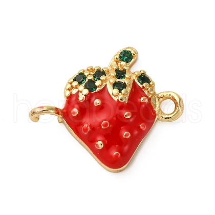 Brass Micro Pave Green Cubic Zirconia Fruit Connector Charms KK-I276-15G-A01-1