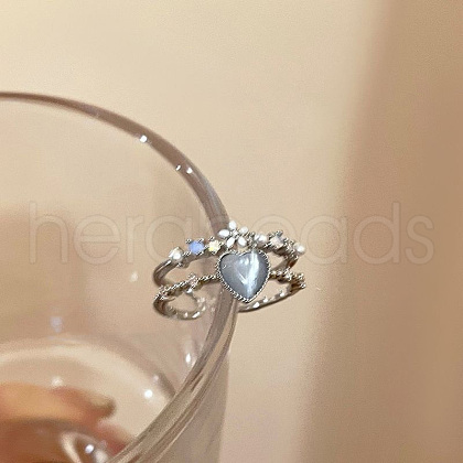 1Pc Heart Alloy Rhinestone Cuff Rings FS-WGDF7E1-01-1