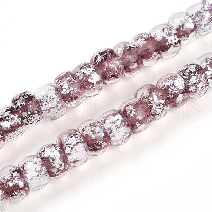 Luminous Handmade Silver Foil Glass Beads Strands FOIL-N029-02B-04-1