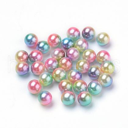 Rainbow Acrylic Imitation Pearl Beads X-OACR-R065-3mm-A07-1