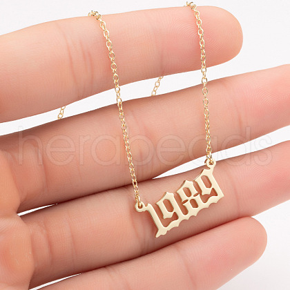 1989 Birth Year Number 201 Stainless Steel Pendant Cable Chain Necklaces FS-WGB5F08-06-1