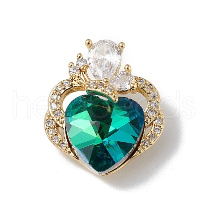 Real 18K Gold Plated Rack Plating Brass Micro Pave Clear Cubic Zirconia Pendants KK-C015-11G-16-1